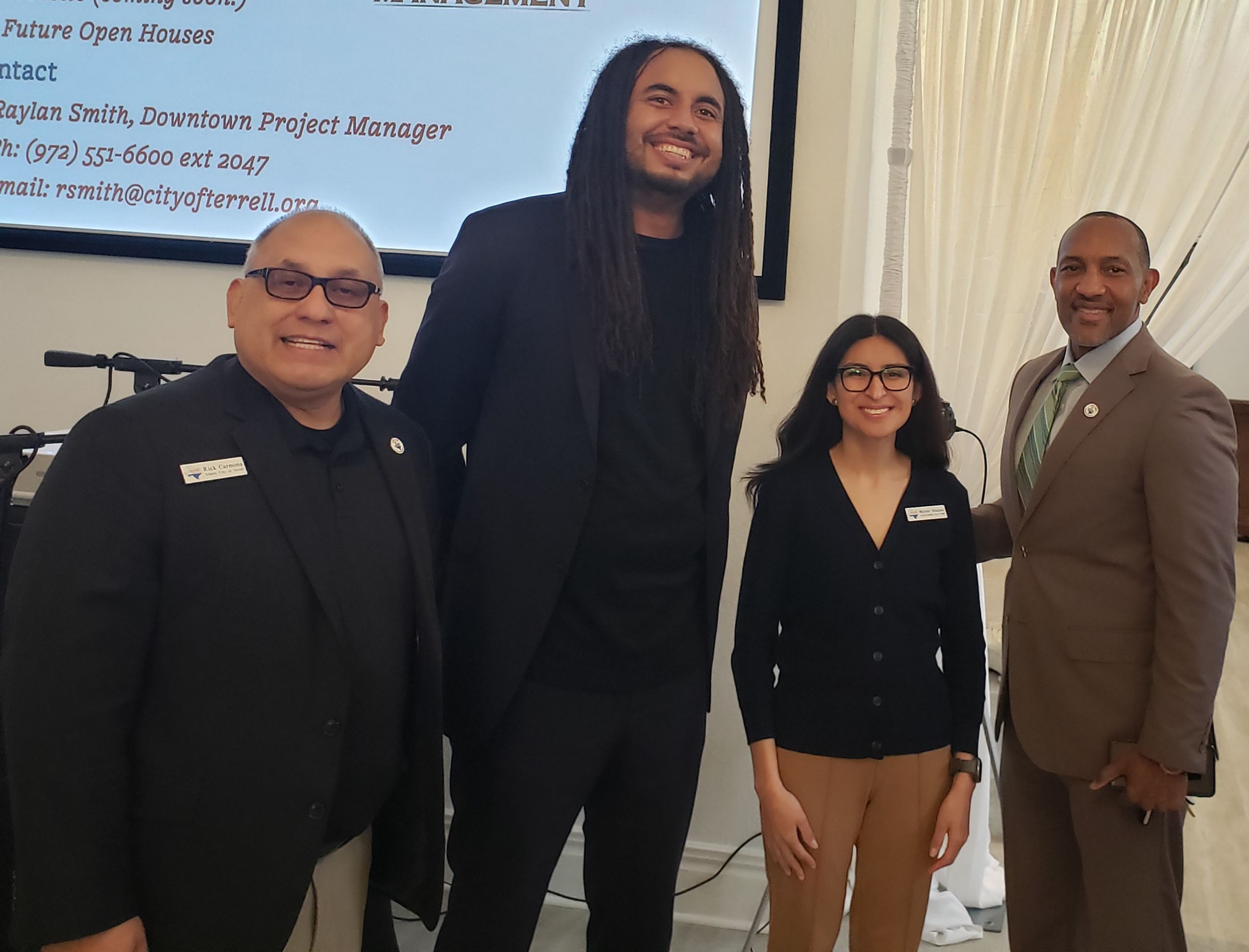 Photo of Mayor Carmona, Councilman Grady Simpson, Councilwoman Mayrani Velasquez and Ian Dowl