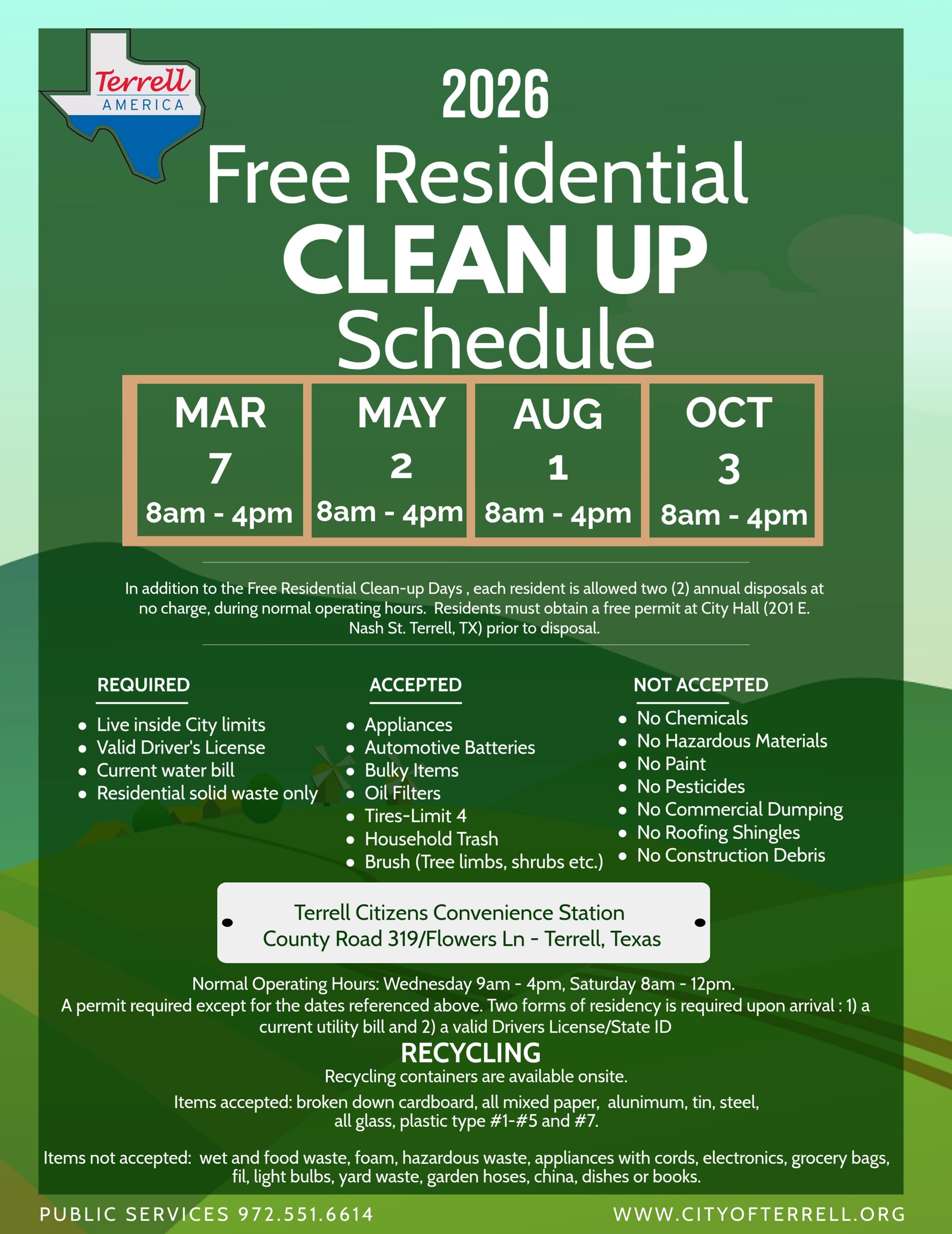 2026 FREE RESIDENTIAL CLEANUP FLYER (English)